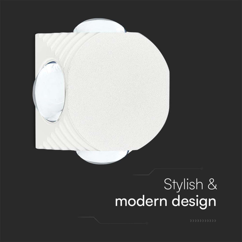 V-TAC Applique LED da Muro 4W con 4 Fasci Luminosi Corpo Bianco 4000K IP54 V-TAC Applique LED da Muro 4W con 4 Fasci Luminosi Corpo Bianco 4000K IP54